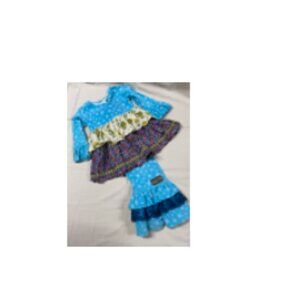 Blue and Multicolor Girls' Outfit
